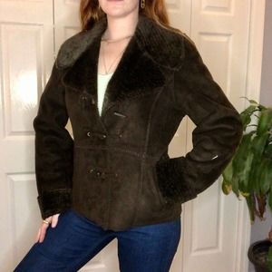 Brown faux fur parka coat